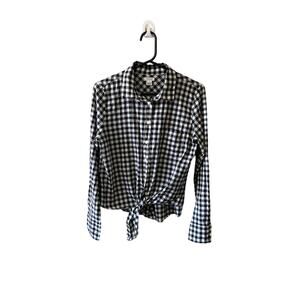 J . Crew Printed gingham  tie-waist shirt S